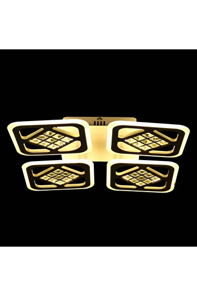 RFAN LED Chandelier, Model C15/4, with Remote Control, 3 Light Types, 100W, White