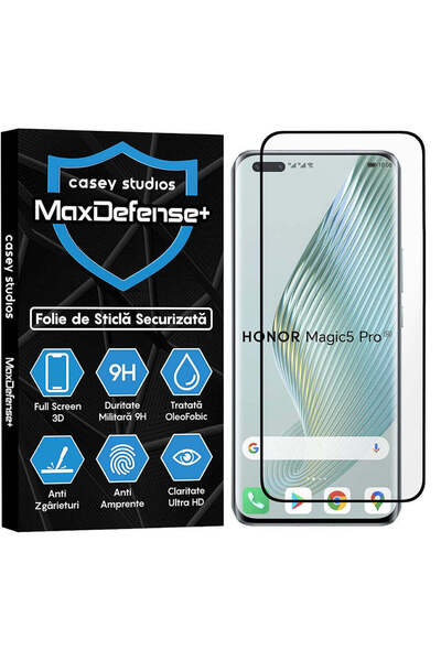 Casey Studios Folie Sticla Honor Magic5 Pro, Full Cover 3D, Ultra HD, Anti Zgarieturi, Anti Socuri, Margini Negre