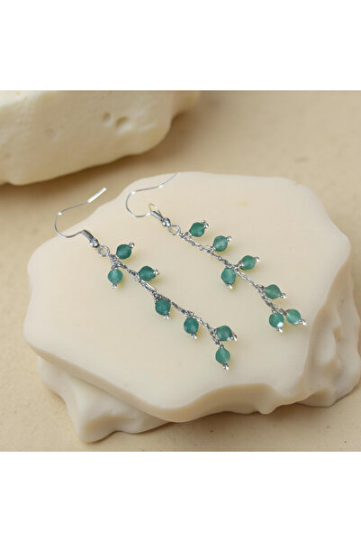 Home Aventurine Tasi Long Steel Earrings