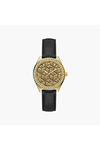 Guess ساعة نسائية تناظرية ذهبية بسوار جلدي | GW0608L2