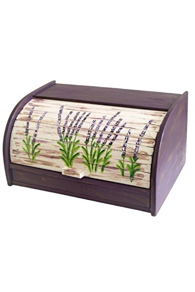 Decoratiuni Vintage Casa Retro Classic bread box, Lavender, hand-painted, purple, without chopper, 39 cm* 18 cm * 27 cm