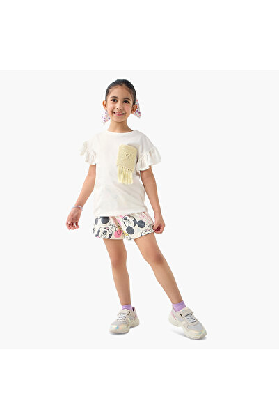 Disney Mickey and Minnie Mouse Print Shorts with Drawstring Closure