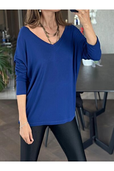 MİRVE BUTİK Back and Front V-Neck Casual Bluse