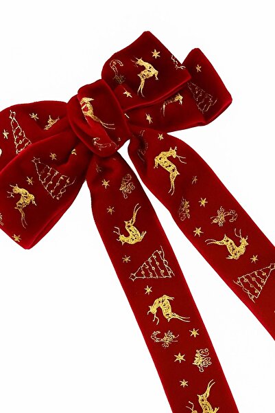 New Obsessions New Year's Gold Gilded Velvet Bow Tie with Figure