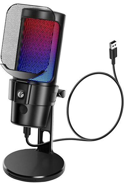 VCOM Gaming USB Microphone M902 - Condenser Mic with RGB, Pop Filter & Shock ...
