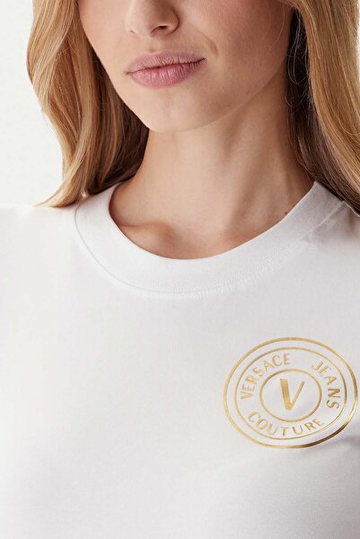 Versace Women's Maglıetta T-Shirt Serigrafie T-Shirt - White