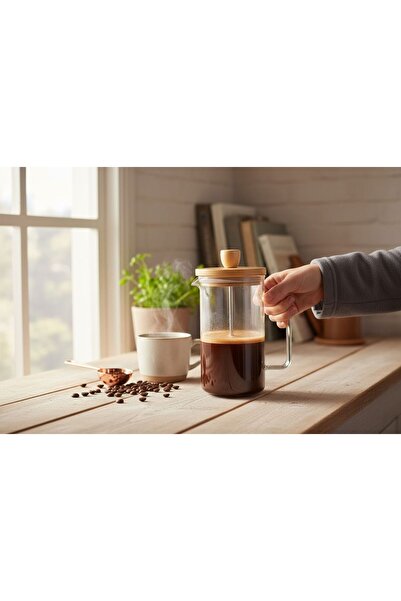 KAVEH French Herbal Tea with Bamboo Lid, Coffee Press Plastic 1000 ml