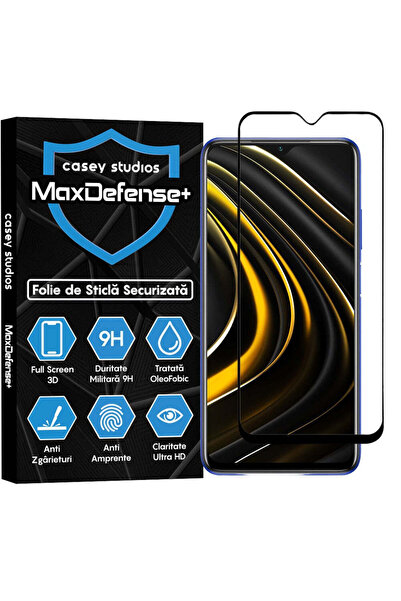 Casey Studios Folie Sticla Xiaomi Poco M3/Redmi 9T, Full Cover 3D, HD, Anti Zgarieturi, Anti Socuri, Margini Negre