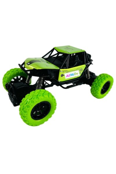 Almido Mașină telecomandă off-road, 4x4, metal, roți mari de cauciuc, verde ș...