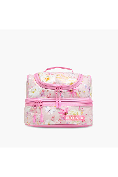 Nova Floral Print Double Layer Lunch Bag with Zip Closure