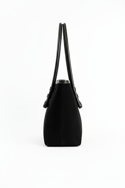 KISCHE Women's Tote Bag Black Braided Black Suede Bag