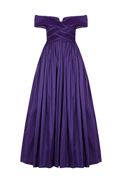 cercis KADIN ABİYE STRAPLEZ DRAPE DETAYLI UZUN ŞIK KADIN ABİYE ELBİSE