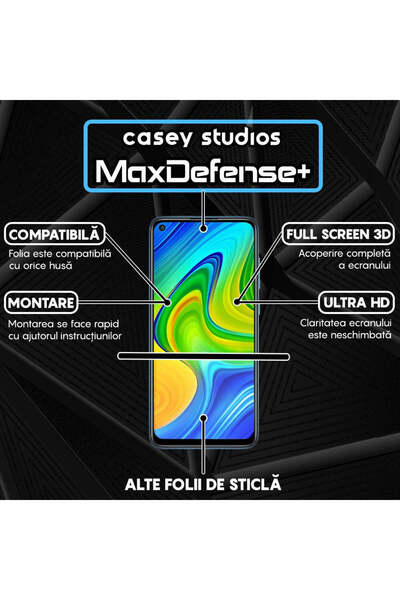 Casey Studios Film compatible with Xiaomi Redmi Note 9, Full Cover, Ultra HD, Anti Scratch, Anti Shock