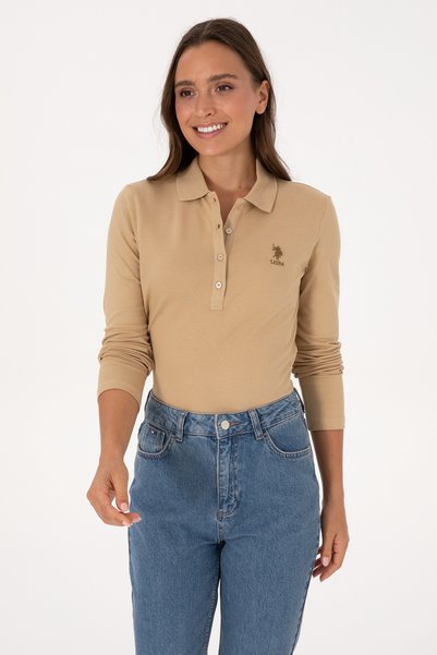 U.S. Polo Assn. Women's Sand Basic Polo Neck Sweatshirt 50307755-Vr085