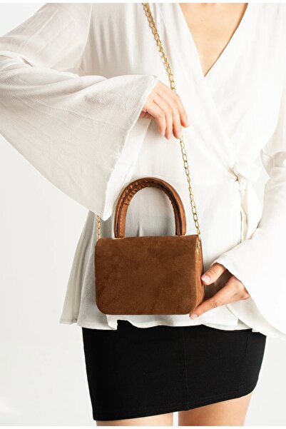 grand coco Women's chic small tan suede hand and shoulder bag