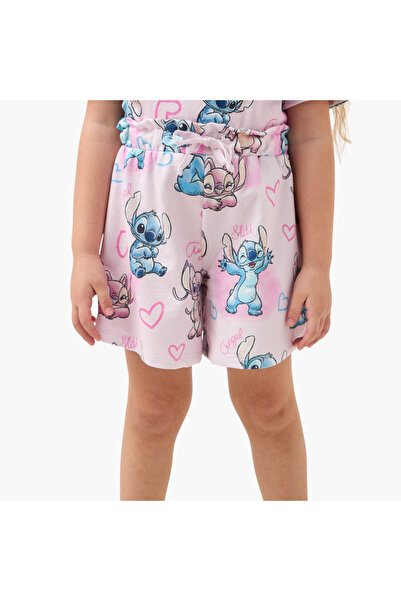 Disney Angel and Stitch Print Shorts with Elasticated Waistband