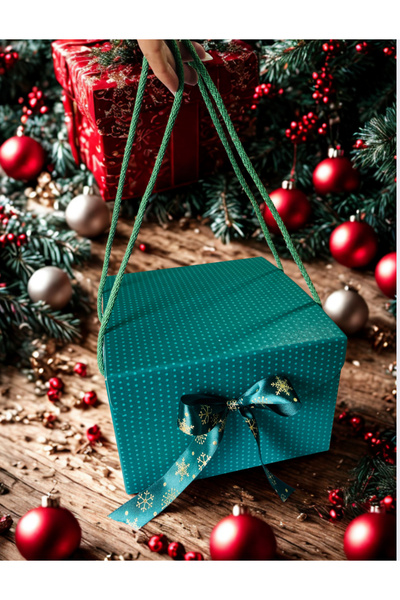 BeOne Luxury Cosmetics Christmas Luxury Green Box with Handles and Large Satin Ribbon