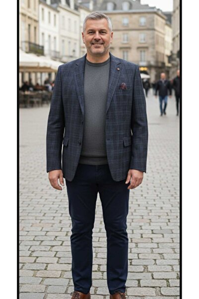 güncüoğlu Checked 4 Drop Two Button Double Slit Classic Men's Jacket