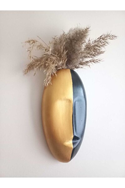 emilysamy Two Color Abstract Human Face Wall Vase, Mask Wall Ornament, Accessory Black-Gold