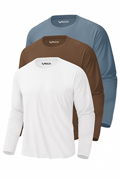 Rich Ανδρικό κορμάκι με μακρύ μανίκι, καφέ-ινδιγο-λευκό, 3 τεμάχια