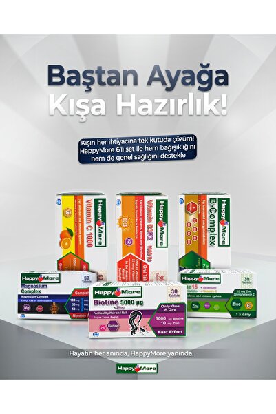 Kışa Paketi - C1000, D3K2, B-Complex, Magnesium Complex, Biotine, Zinc