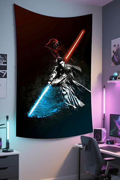 RUGRUMBA غطاء جدار حرب النجوم - تصميم مستوحى من الأفلام، قماش عالي الجودة، سج...