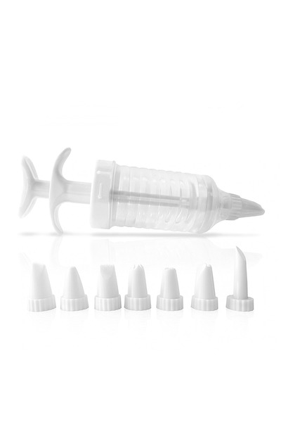 wei inox Seringa pentru ornat, 8 capete, plastic, alb, 18 cm