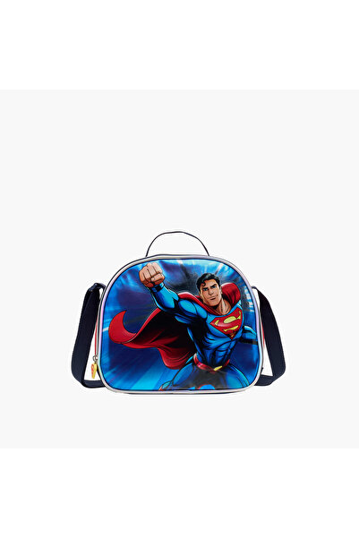 Warner Bros Superman Print Lunch Bag with Zip Closure