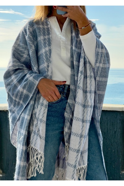 Whoknows Double-Sided Poncho Shawl Women's Clothing Accessory