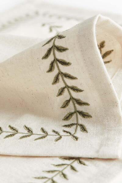 H&M 2-pack embroidered linen-blend placemats