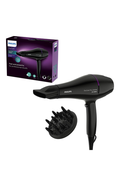 Philips Uscator de par BHD274/00, 2200W, Tehnologie Thermo Protect, κινητήρας CA, Negru