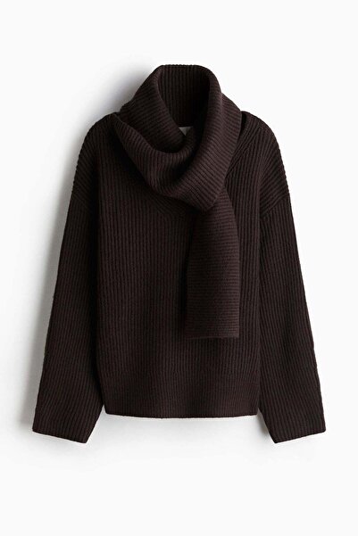 H&M Rib-knit scarf-collar jumper