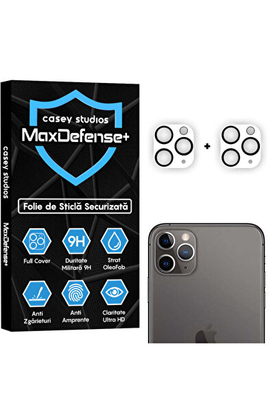 Casey Studios Set 2x Folie Sticla Camera iPhone 11 Pro Max/11 Pro, Duritate 9...