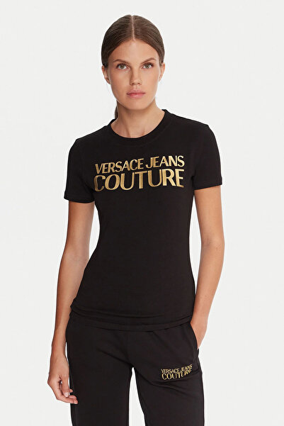 Versace Women's Maglıetta T-Shirt Serigrafie T-Shirt - Black