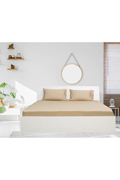 Hotel Linen Klub Satin Fitted Bed Sheet King 200 x 200 cm - Beige