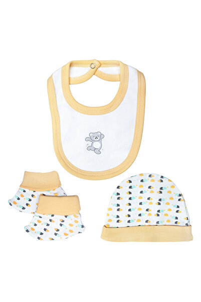 Babies Basic 5 piece Sets include Bib, Romper, Mittens, Cap and Sleepsuit, 0-3 Months , Yellow