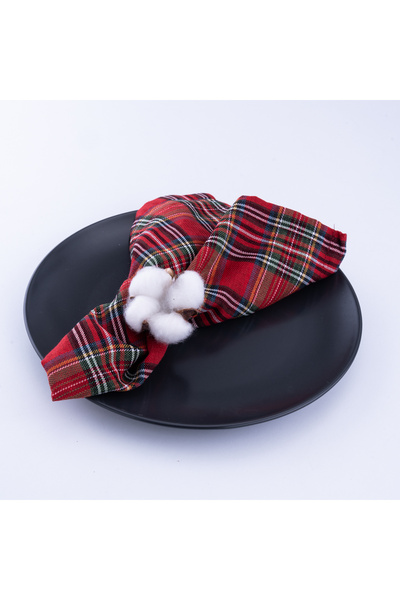 Bimotif New Year's Red Plaid Napkin, 40X40 cm 4 Pieces