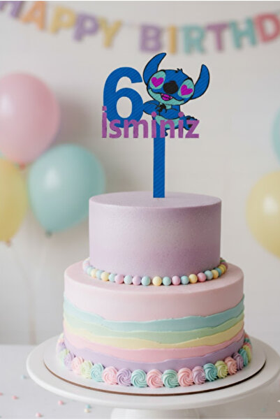 Kanem3D Stitch İsimli 6 Yaş Pasta Süsü