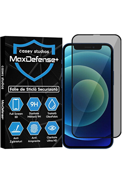 Casey Studios Folie Sticla Privacy iPhone 12 Mini, Full Cover 3D, Ultra HD, A...