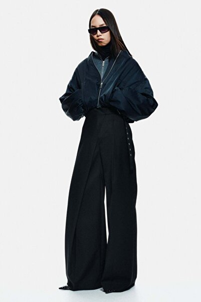 H&M Wool-blend wrap-detail trousers