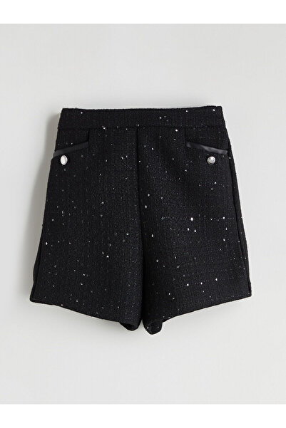 LC Waikiki Vizyon New Season Sequin Embroidered Tweed Shorts for Girls