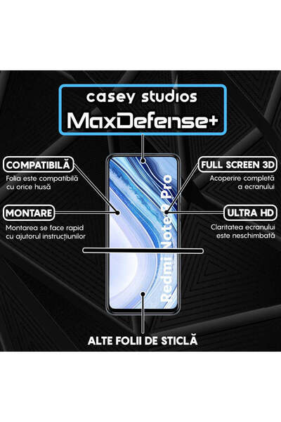 Casey Studios Film compatible with Xiaomi Redmi Note 9 Pro/9 Pro Max, Full Cover, HD, Anti Scratch, Anti Shock