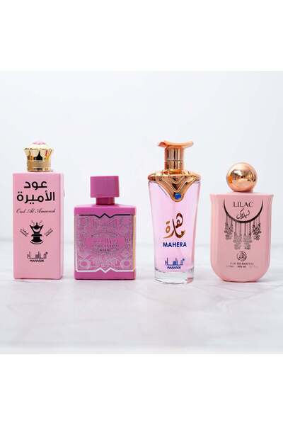 Arabic Perfume SET OF 4 ARABIC WOMEN'S PERFUMES - Mahera, Oud al Ameerah, Lilac & Badr al Oud Wardi