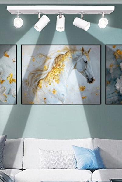 Fer Avize Spot Avize 360 Derece Dönebilen Modern Pratik Başlıklı Sıralı 5'li Beyaz Avize (BEYAZ IŞIK)