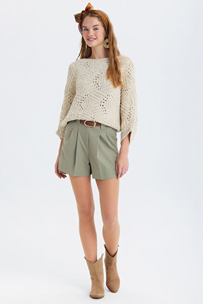 Clandestino Pensli Belted Winter Shorts Çağla