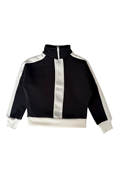 Şekerkids Girl's 3 Thread Cotton Sh Fleece-Lined Smoked Color Sh Striped Detail Winter Tracksuit Set