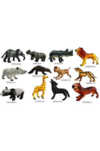 OEM Set de 12 figurine animale cu sunete, cauciuc moale, 3 ani+, multicolor
