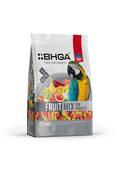 BHGA مزيج فواكه ممتاز للببغاوات 1 كجم - فواكه طبيعية وفيتامينات ومعادن من أجل نمو قوي.