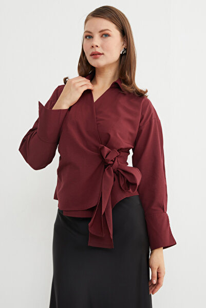 Fulla Moda Basic Kruvaze Bağlamalı Gömlek