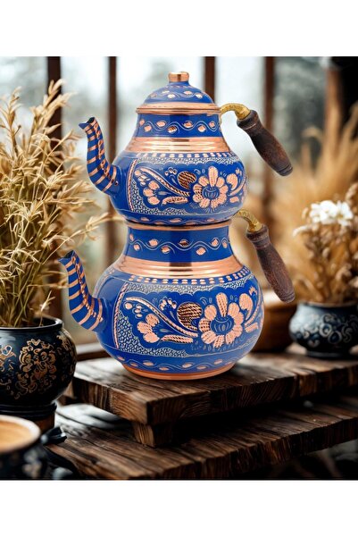 Sözenler 2 Non-Copper Teapot Set Blue